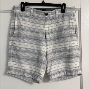 Men’s J.Crew Stanton striped linen shorts size 31 waist navy blue white